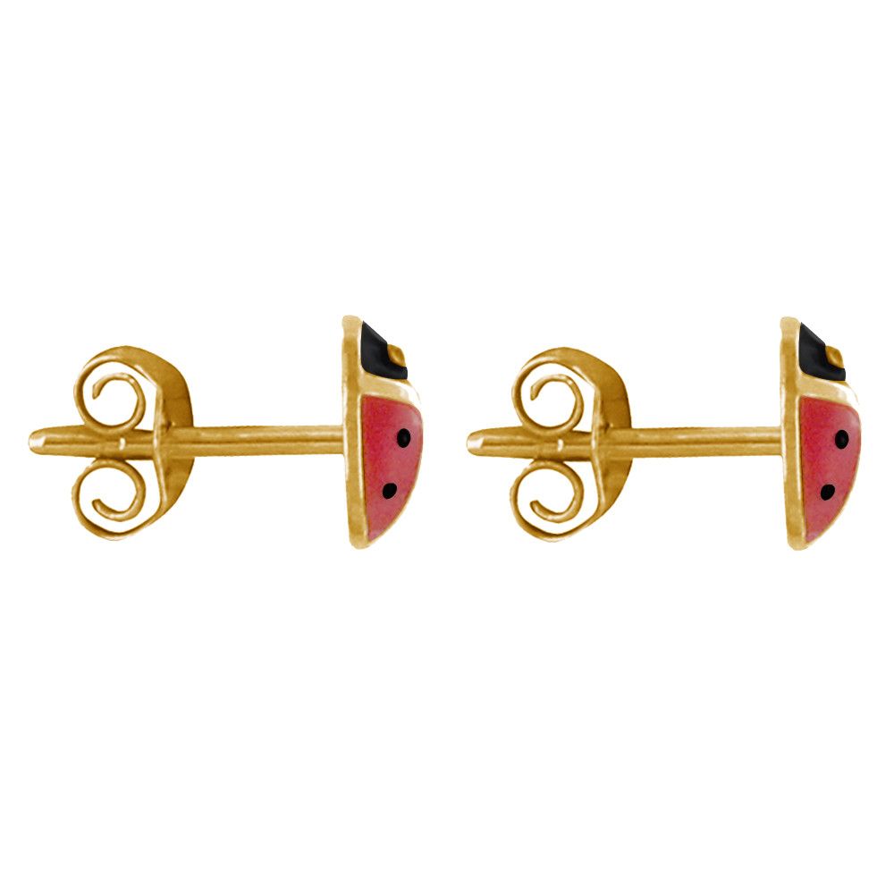 Boucles d'Oreilles Clous Plaqué Or Coccinelle et Noire - LES POULETTES BIJOUX - Modalova