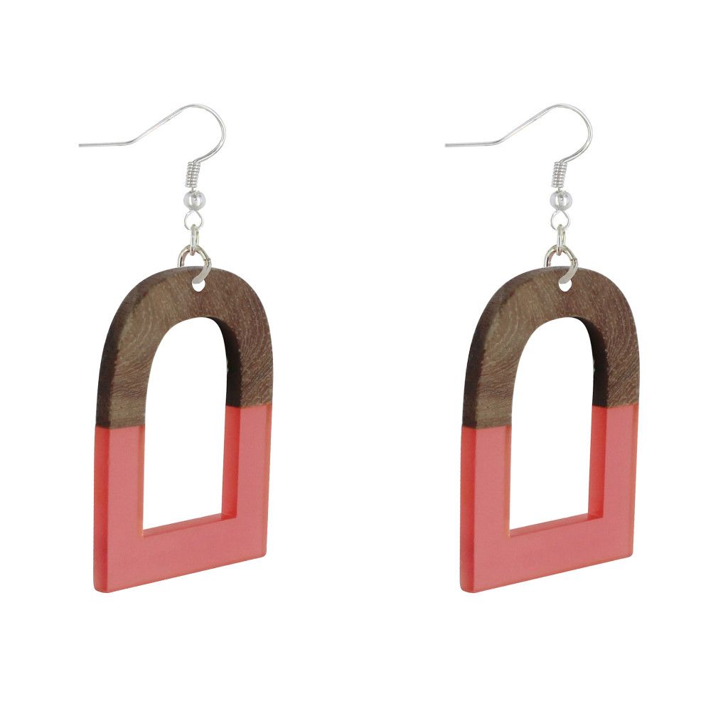Boucles d'Oreilles Argent 925 Etrier Bois et Résine - LES POULETTES BIJOUX - Modalova