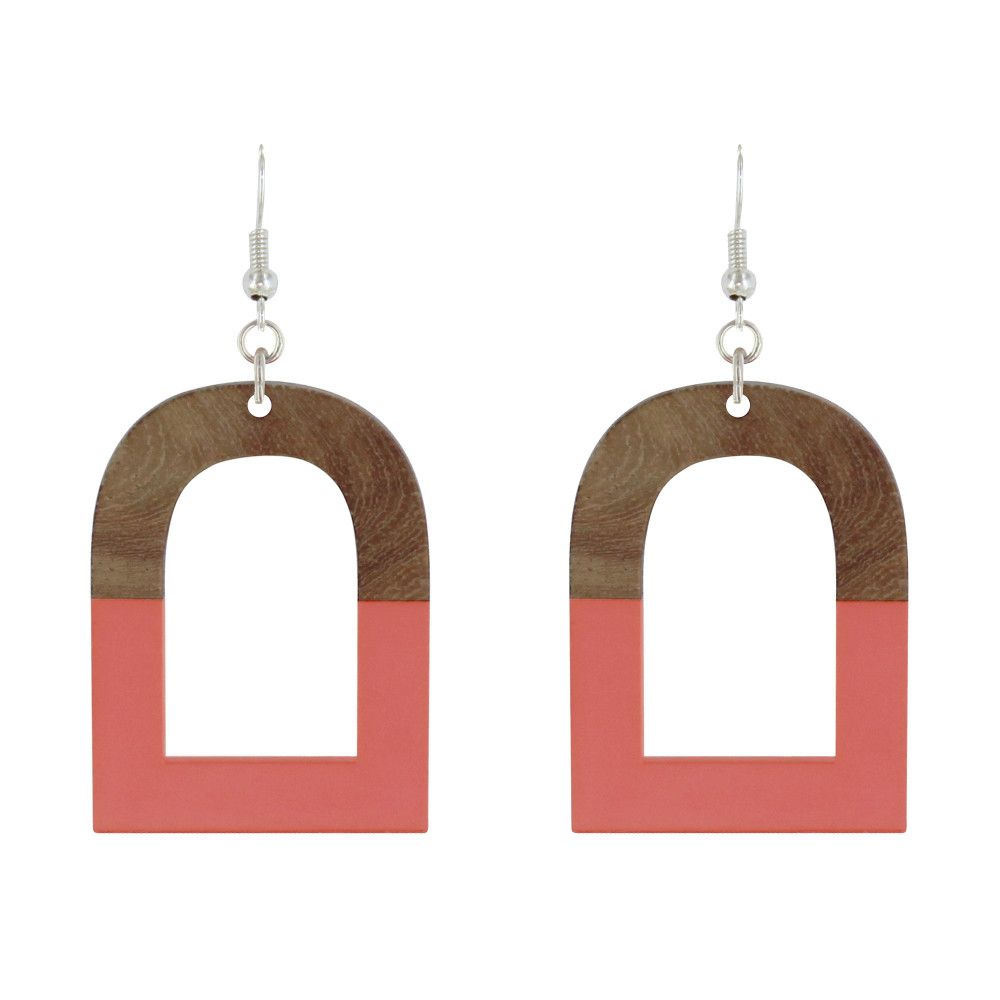 Boucles d'Oreilles Argent 925 Etrier Bois et Résine - LES POULETTES BIJOUX - Modalova