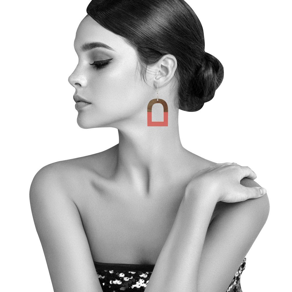 Boucles d'Oreilles Argent 925 Etrier Bois et Résine - LES POULETTES BIJOUX - Modalova