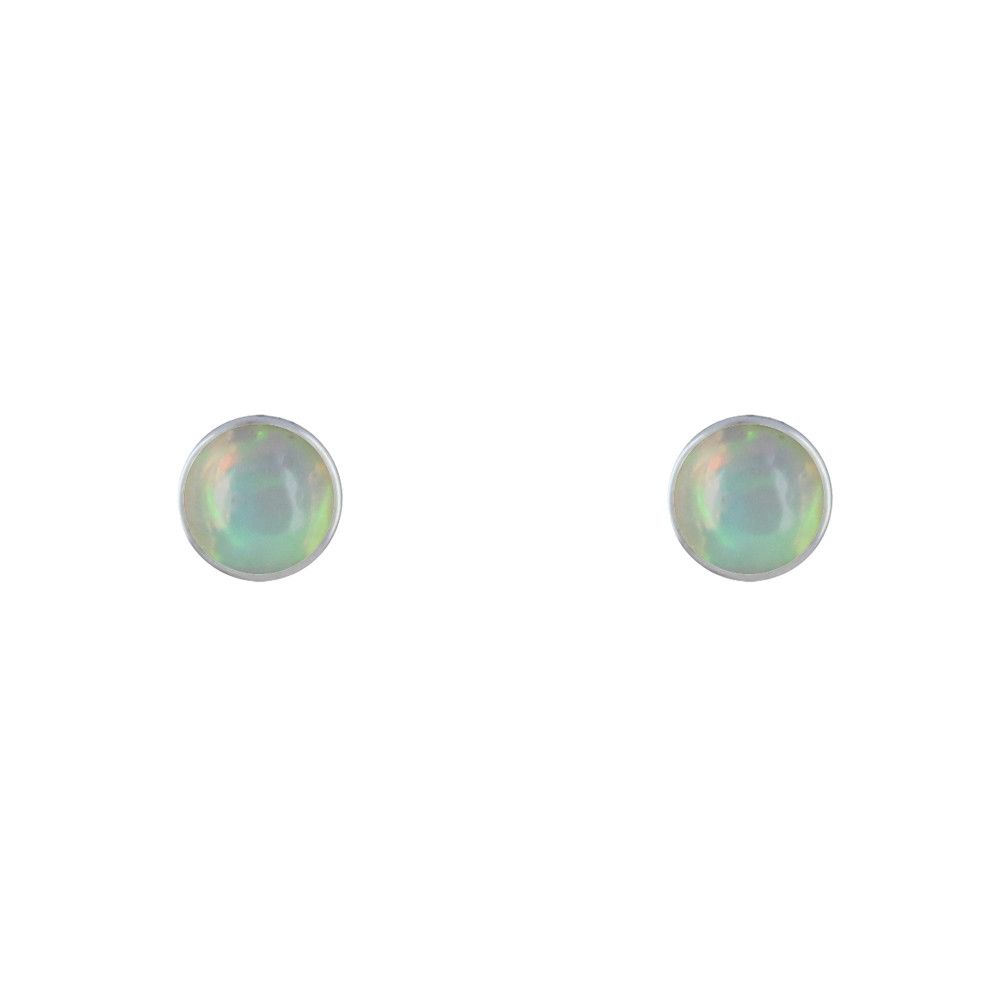 Boucles d'Oreilles Clous Argent 925 Demi Perle d'Opale - LES POULETTES BIJOUX - Modalova