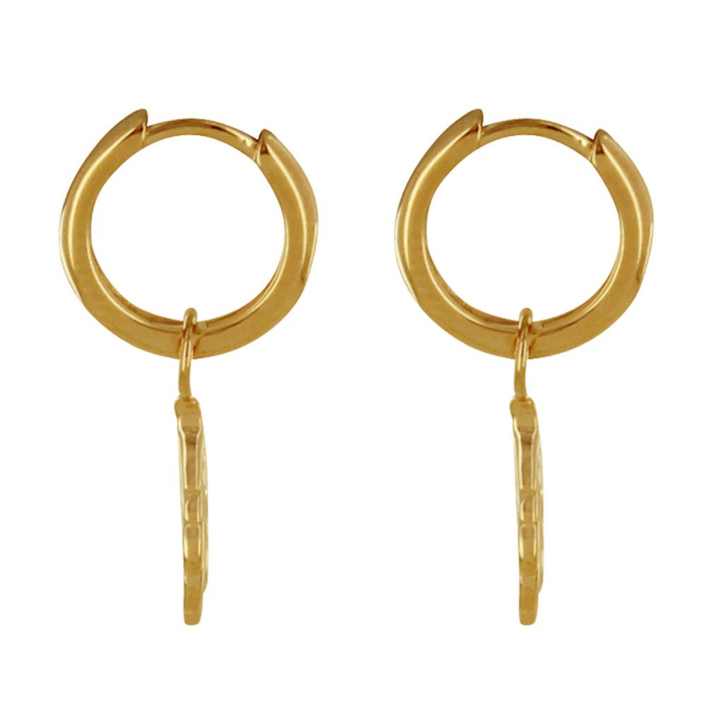 Boucles d'Oreilles Plaqué Mini Créoles et Petites Plumes - LES POULETTES BIJOUX - Modalova