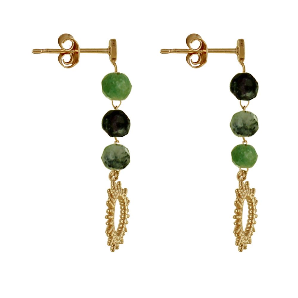 Boucles d'Oreilles Plaqué Or Soleil de Billes Ajouré et Perles - LES POULETTES BIJOUX - Modalova