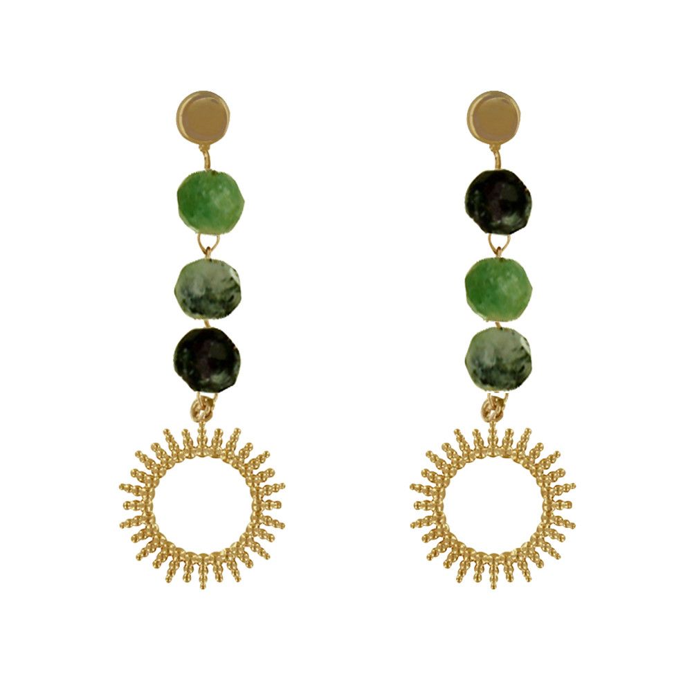 Boucles d'Oreilles Plaqué Or Soleil de Billes Ajouré et Perles - LES POULETTES BIJOUX - Modalova