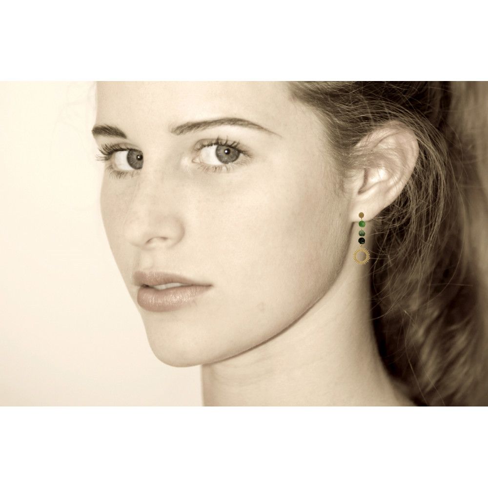 Boucles d'Oreilles Plaqué Or Soleil de Billes Ajouré et Perles - LES POULETTES BIJOUX - Modalova