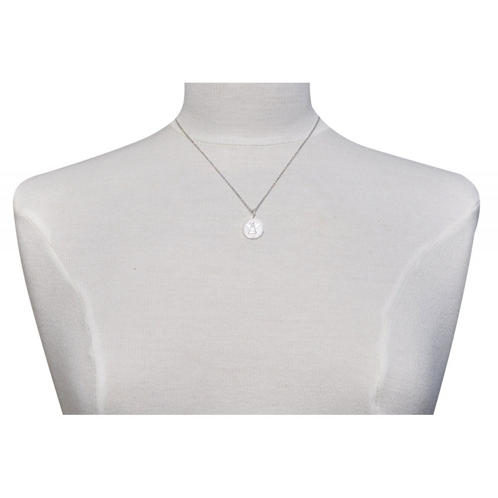 Pendentif Brossé Médaille Ronde Ange Gardien - LES POULETTES BIJOUX - Modalova
