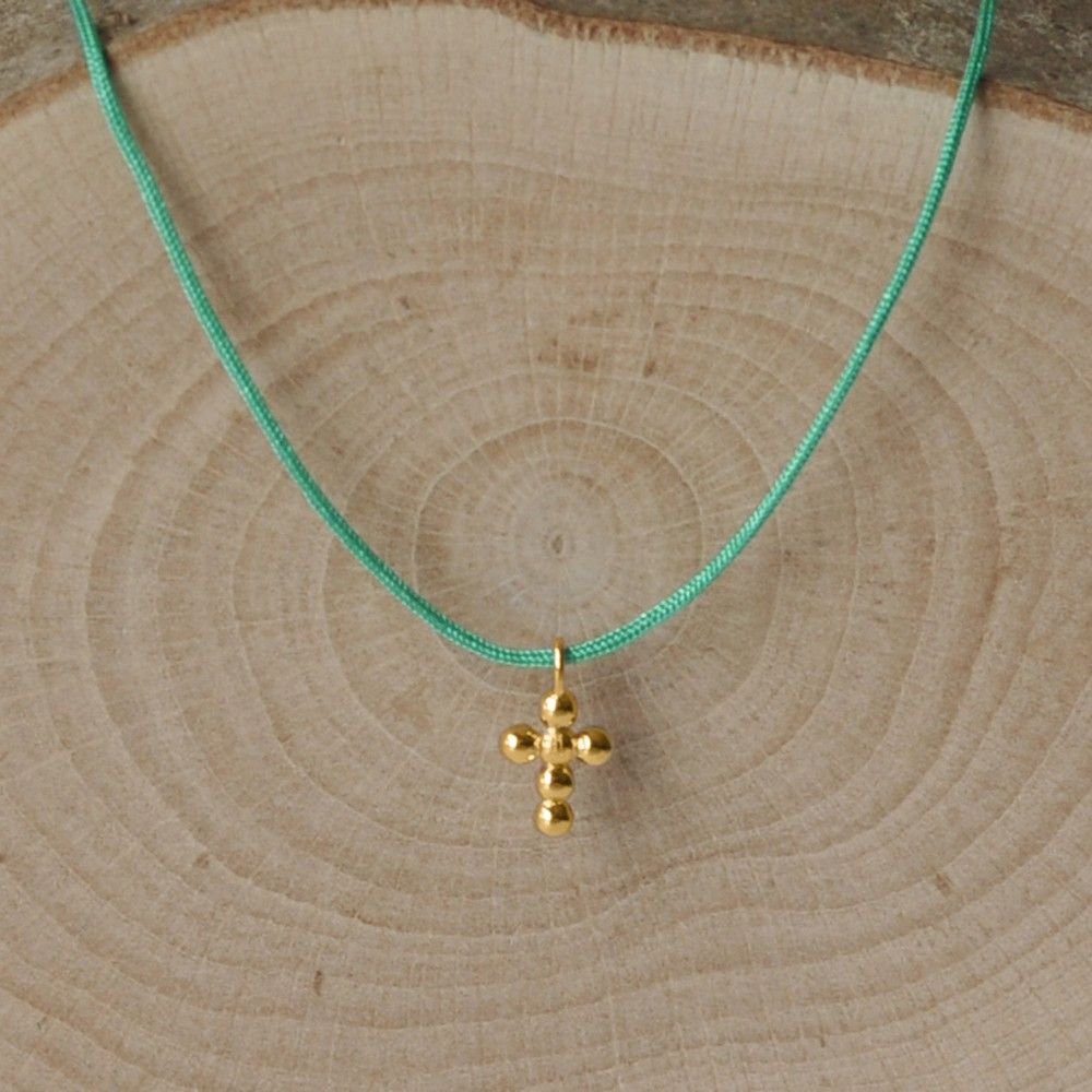 Collier Lien Plaqué Or Petite Croix de Billes - LES POULETTES BIJOUX - Modalova