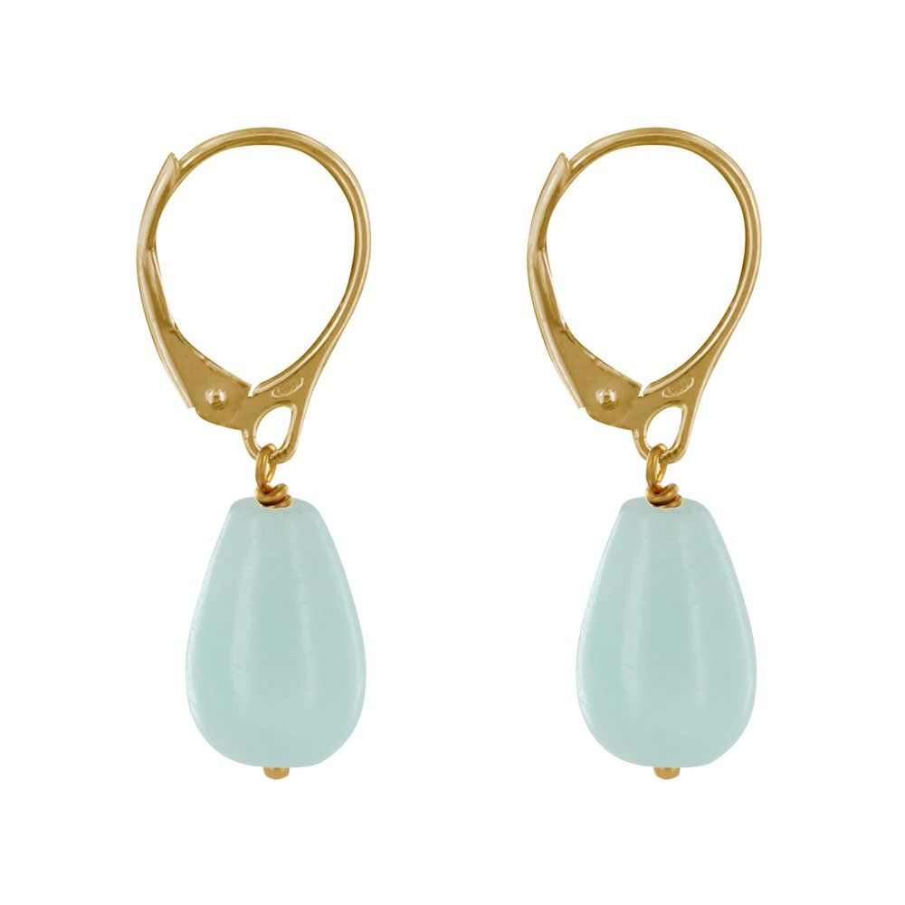 Boucles d'Oreilles Dormeuse Plaqué Or Goutte d'Amazonite - LES POULETTES BIJOUX - Modalova