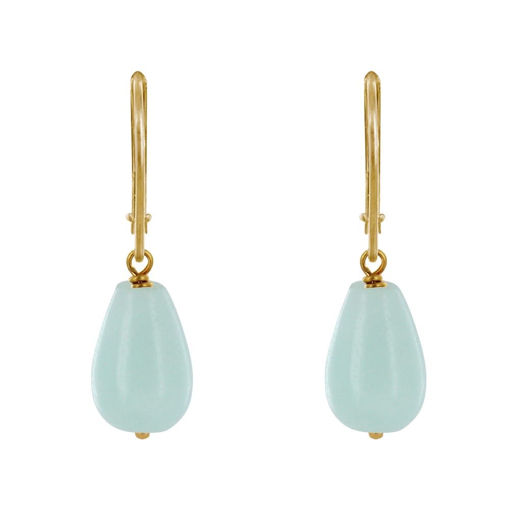 Boucles d'Oreilles Dormeuse Plaqué Or Goutte d'Amazonite - LES POULETTES BIJOUX - Modalova