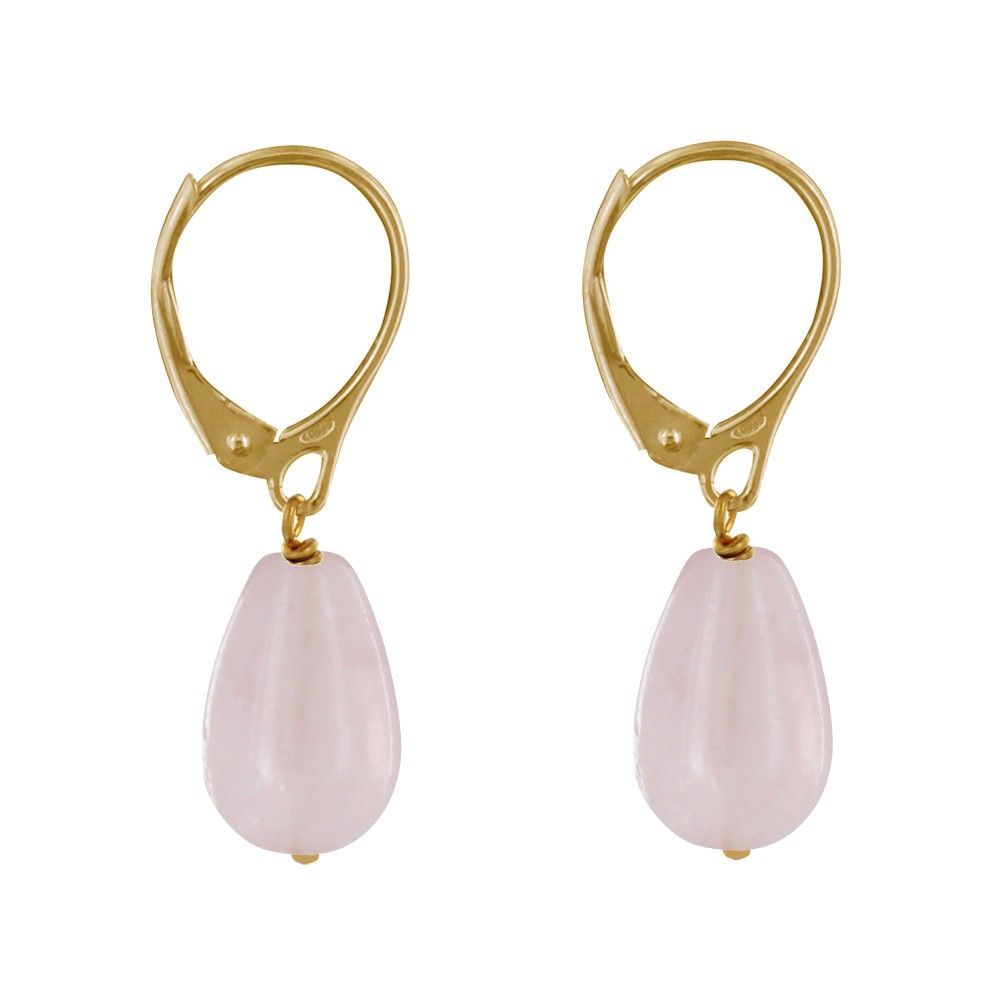 Boucles d'Oreilles Dormeuse Plaqué Or Goutte de Quartz - LES POULETTES BIJOUX - Modalova