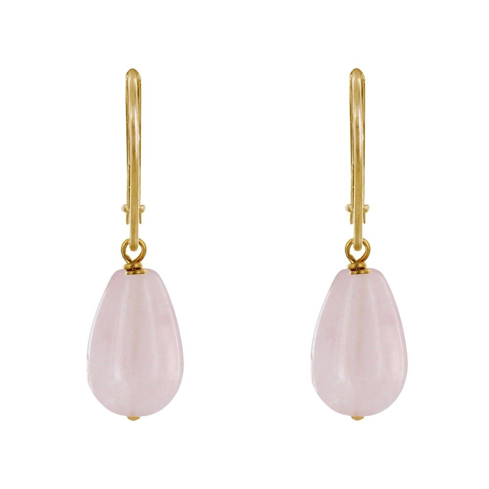 Boucles d'Oreilles Dormeuse Plaqué Or Goutte de Quartz - LES POULETTES BIJOUX - Modalova