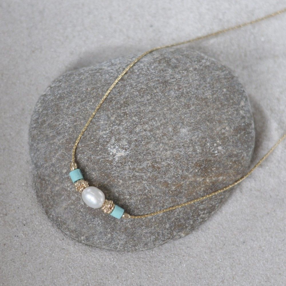 Collier Gold Filled Perle de Culture Blanche Perles Plaqué Or e - LES POULETTES BIJOUX - Modalova