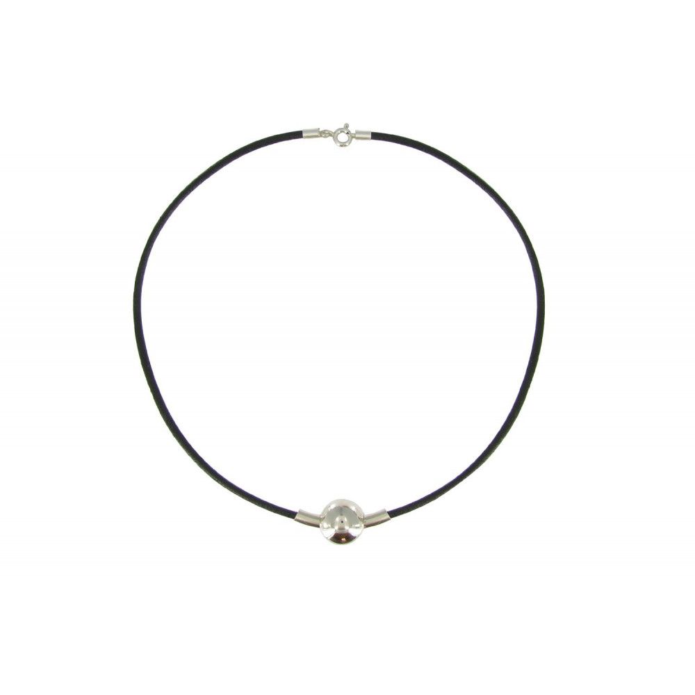 Collier Bulles Argent Lien Cuir - LES POULETTES BIJOUX - Modalova