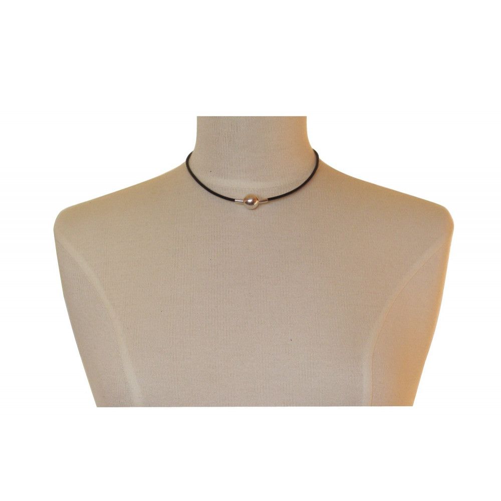 Collier Bulles Argent Lien Cuir - LES POULETTES BIJOUX - Modalova