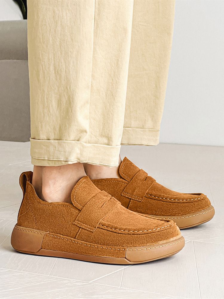 Mocassins en daim et cuir avec boucle - milanoo.com - Modalova