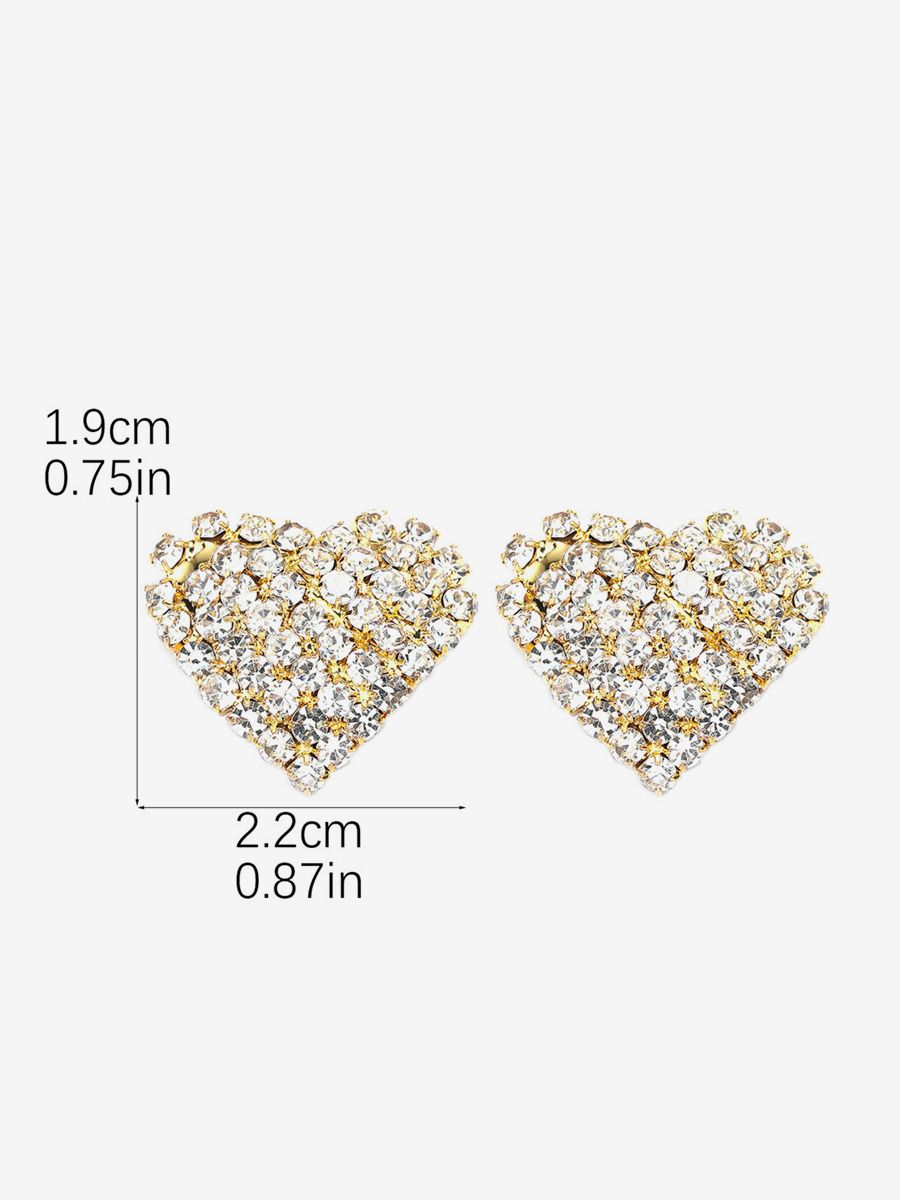 Boucles d\'oreilles en strass en forme de cœurs 2026 - milanoo.com - Modalova