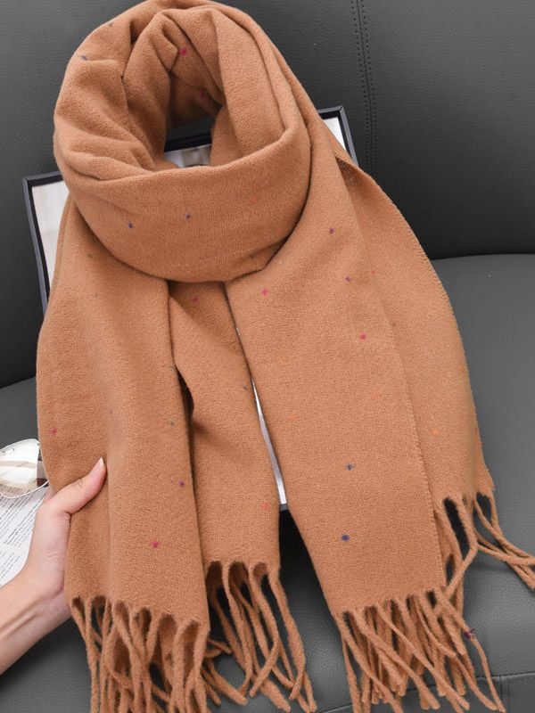 Châle uni en faux cachemire à franges doux et confortable idéal pour l'hiver chaud et élégant style vintage - milanoo.com - Modalova