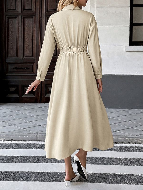 Robe-chemise longue couleur élégante et décontractée - milanoo.com - Modalova