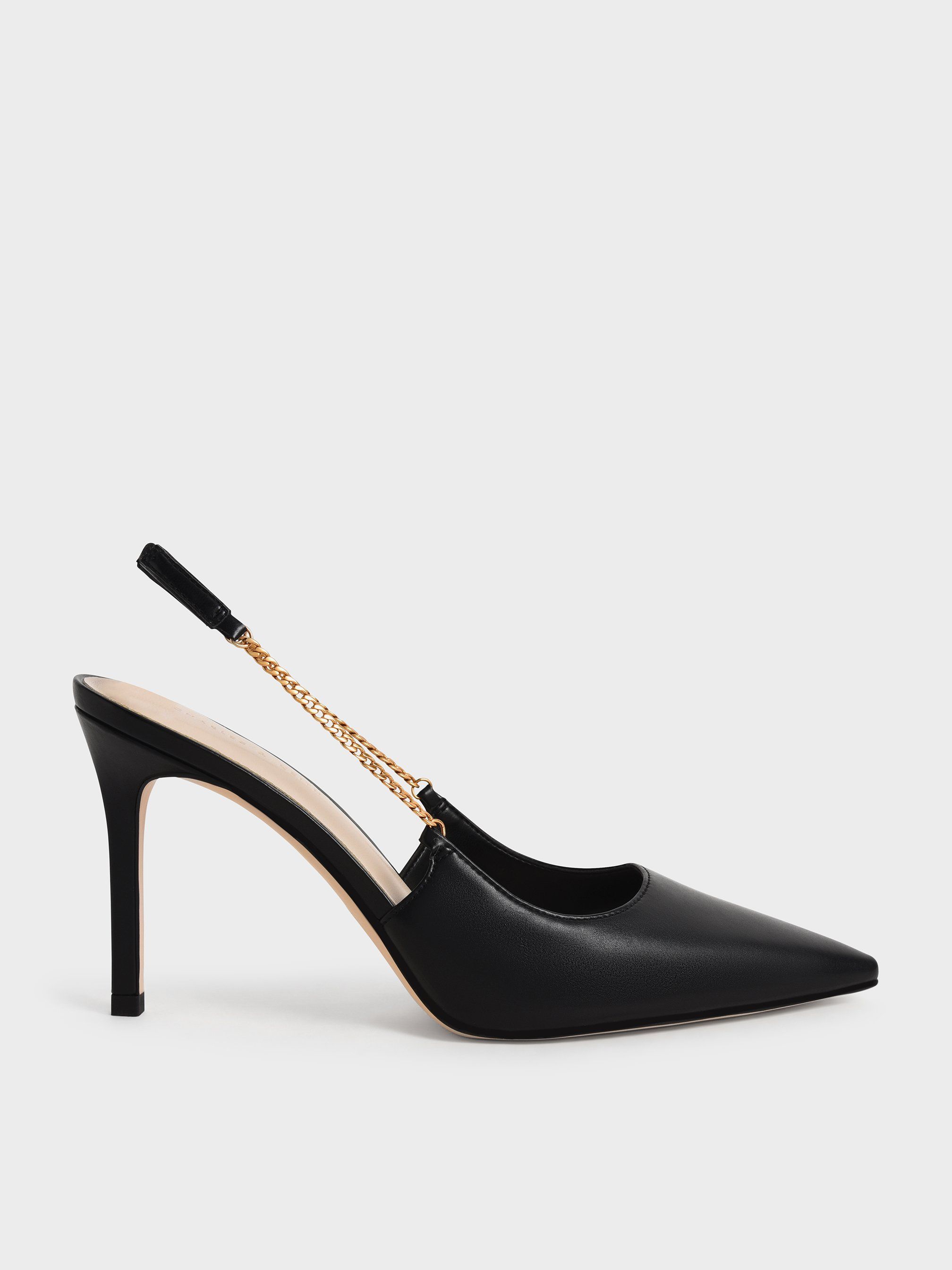 Charles & Keith - Escarpins à talon aiguille avec bride arrière et chaîne - Charles & Keith - Modalova