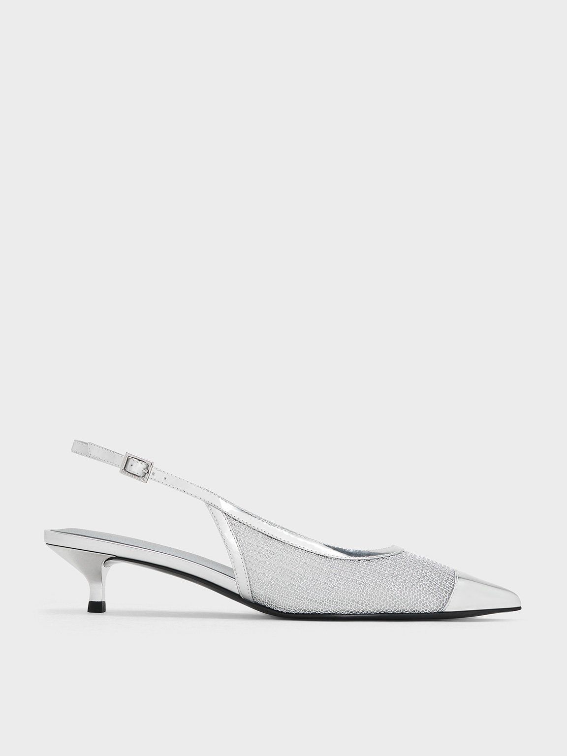 Charles & Keith - Escarpins métalisées en maille à bout contrastant et talon de chaton - Charles & Keith - Modalova