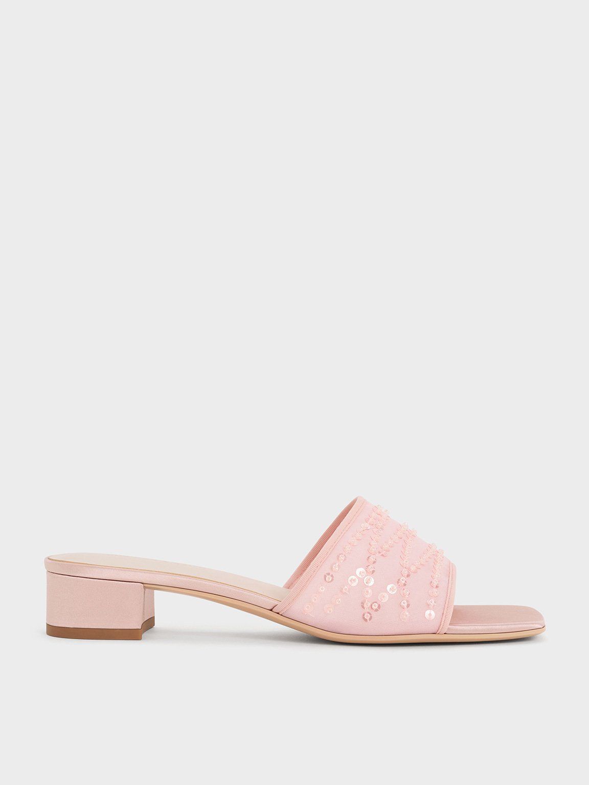 Charles & Keith - Mules à talon carré en maille et sequins - Charles & Keith - Modalova