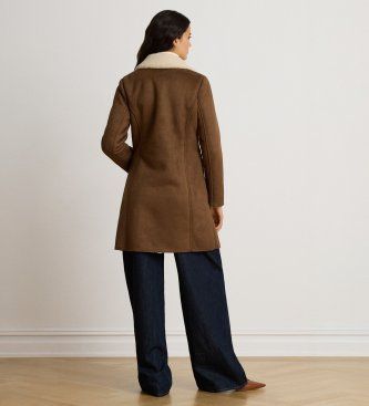 P04121003 Manteau en daim avec fourrure d'agneau, (XS), Casuel, Classique, Cuir - Lauren Ralph Lauren - Modalova
