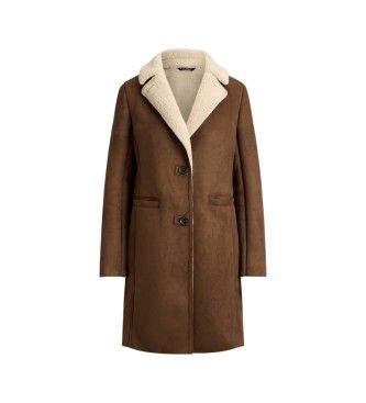 P04121003 Manteau en daim avec fourrure d'agneau, (XS), Casuel, Classique, Cuir - Lauren Ralph Lauren - Modalova