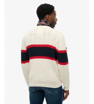 M6110710A Pull en jersey de coton rayé à torsades beige (XXL), Casuel, Manche longue - Superdry - Modalova