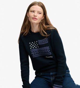 W6110755A Pull Jersey en Maille Torsadée avec Drapeau (S), Casuel, Coton - Superdry - Modalova