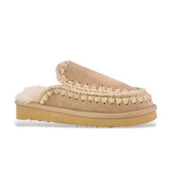 MU.FW101125A Sabots en cuir d'esquimau marron (36), Plat, Aucun, Casuel - Mou - Modalova