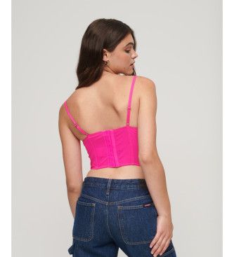 W6011801A Top corset court en maille froncée (XS), Casuel, Polyester, Sans manches / bretelles - Superdry - Modalova
