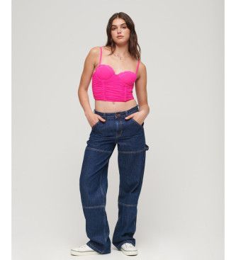 W6011801A Top corset court en maille froncée (XS), Casuel, Polyester, Sans manches / bretelles - Superdry - Modalova