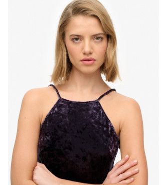 W8011985A Robe midi en velours avec dos en dentelle (M), Casuel, Fête, , Polyester, Sans manches / bretelles - Superdry - Modalova