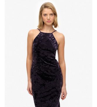 W8011985A Robe midi en velours avec dos en dentelle (M), Casuel, Fête, , Polyester, Sans manches / bretelles - Superdry - Modalova