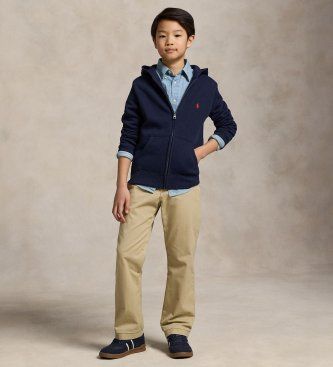 Pour garçon. 323547626001 Sweat-shirt à capuche en polaire et coton ((S) 6/7años= 136/138cm), Casuel, Marine, mode en - Polo Ralph Lauren - Modalova