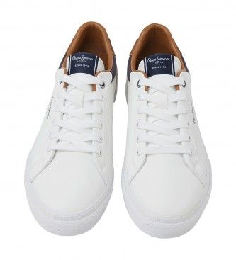 PMS30839 Kenton Court Sneakers (44), Cuir, Blanc, Plat, Lacets, Casuel - Pepe Jeans - Modalova