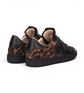 AP-2010 Baskets en Cuir Lai (36), Plat, Lacets, Casuel, Imprimé animal - Wonders - Modalova