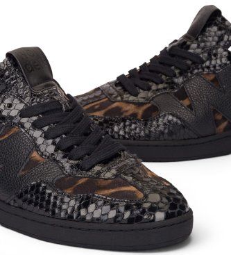 AP-2010 Baskets en Cuir Lai (36), Plat, Lacets, Casuel, Imprimé animal - Wonders - Modalova