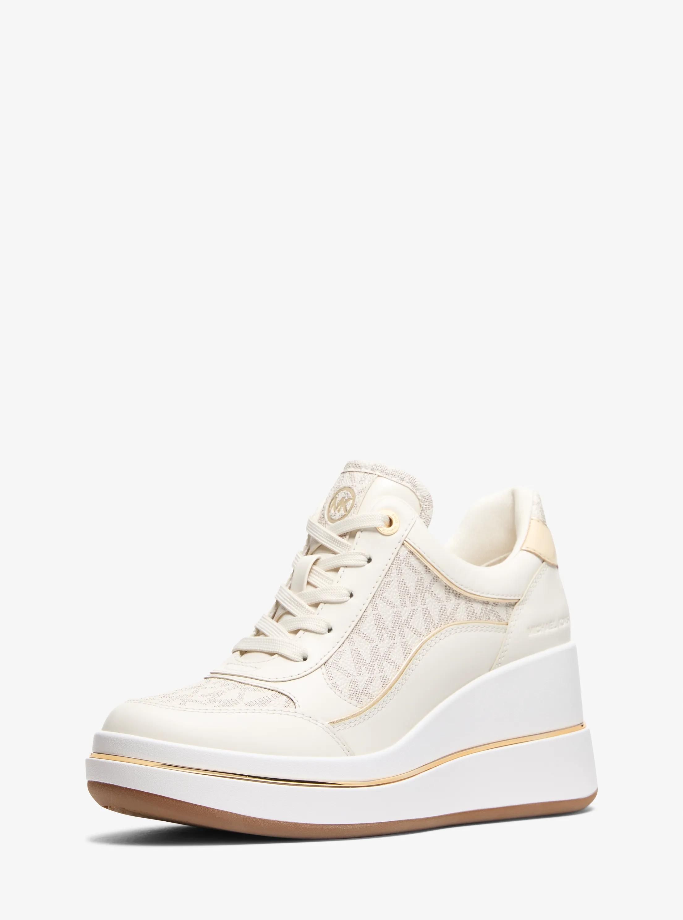 MK Basket Emmy en cuir à logo Signature et à semelle compensée - Michael Kors - MICHAEL Michael Kors - Modalova