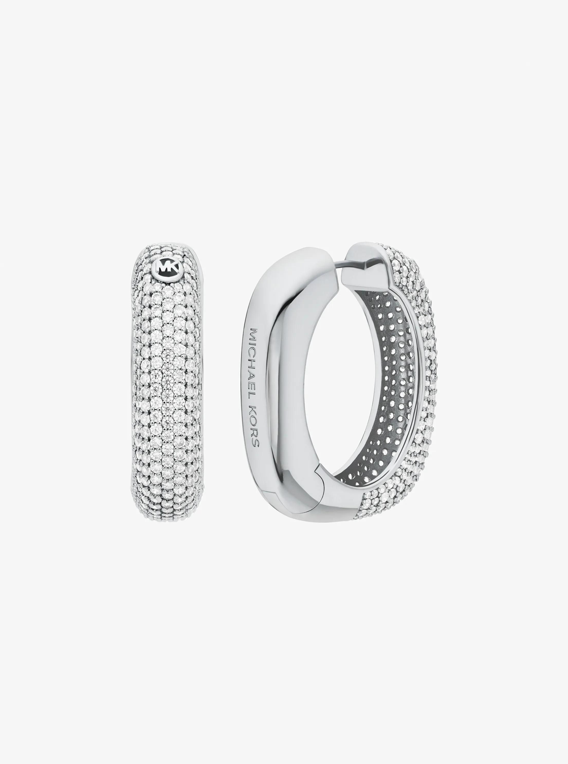 MK Boucles d'oreilles créoles carrées à pierres pavées - Michael Kors - Modalova