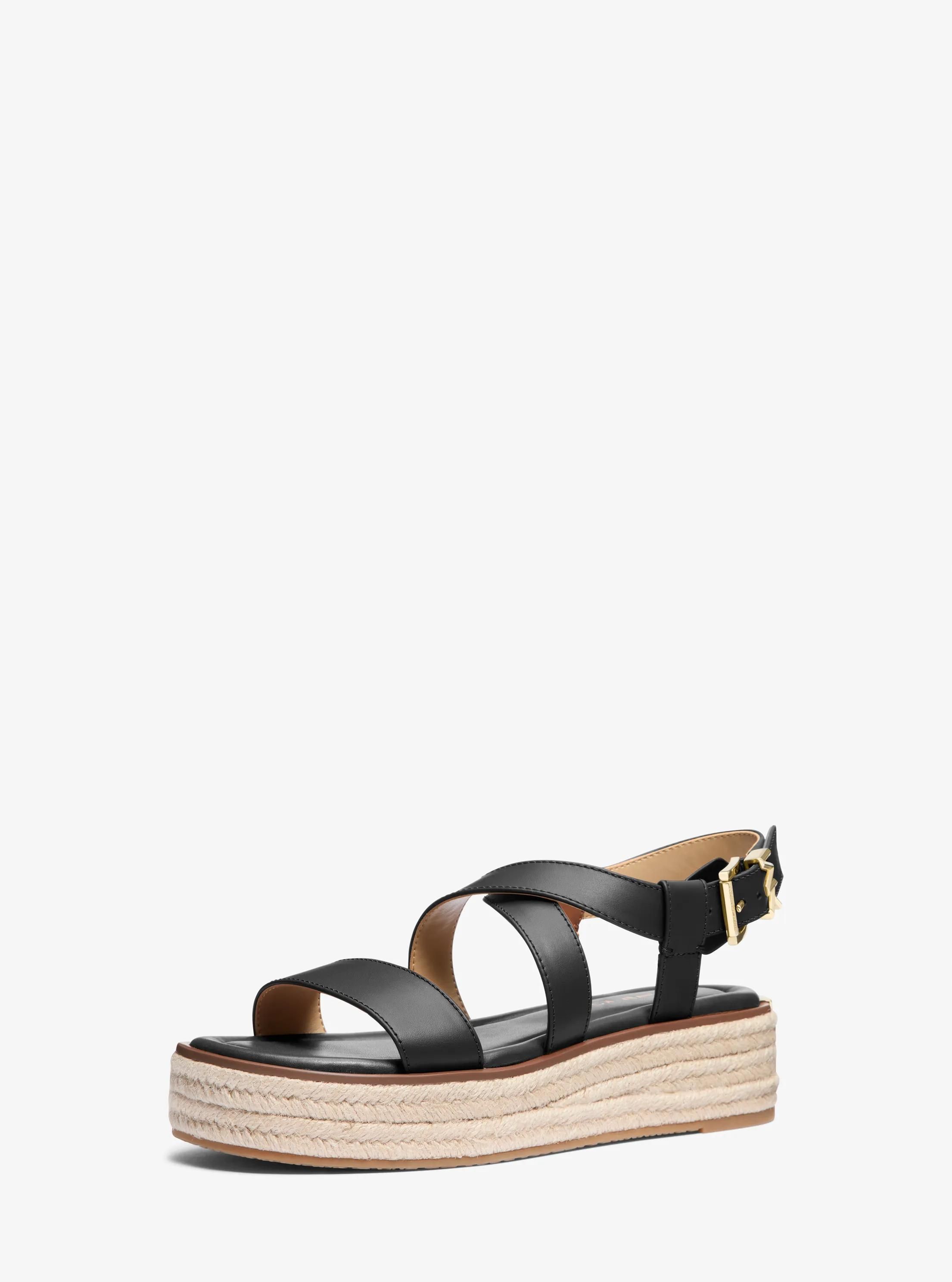MK Sandale espadrille Lynn en cuir à semelle compensée - Michael Kors - MICHAEL Michael Kors - Modalova