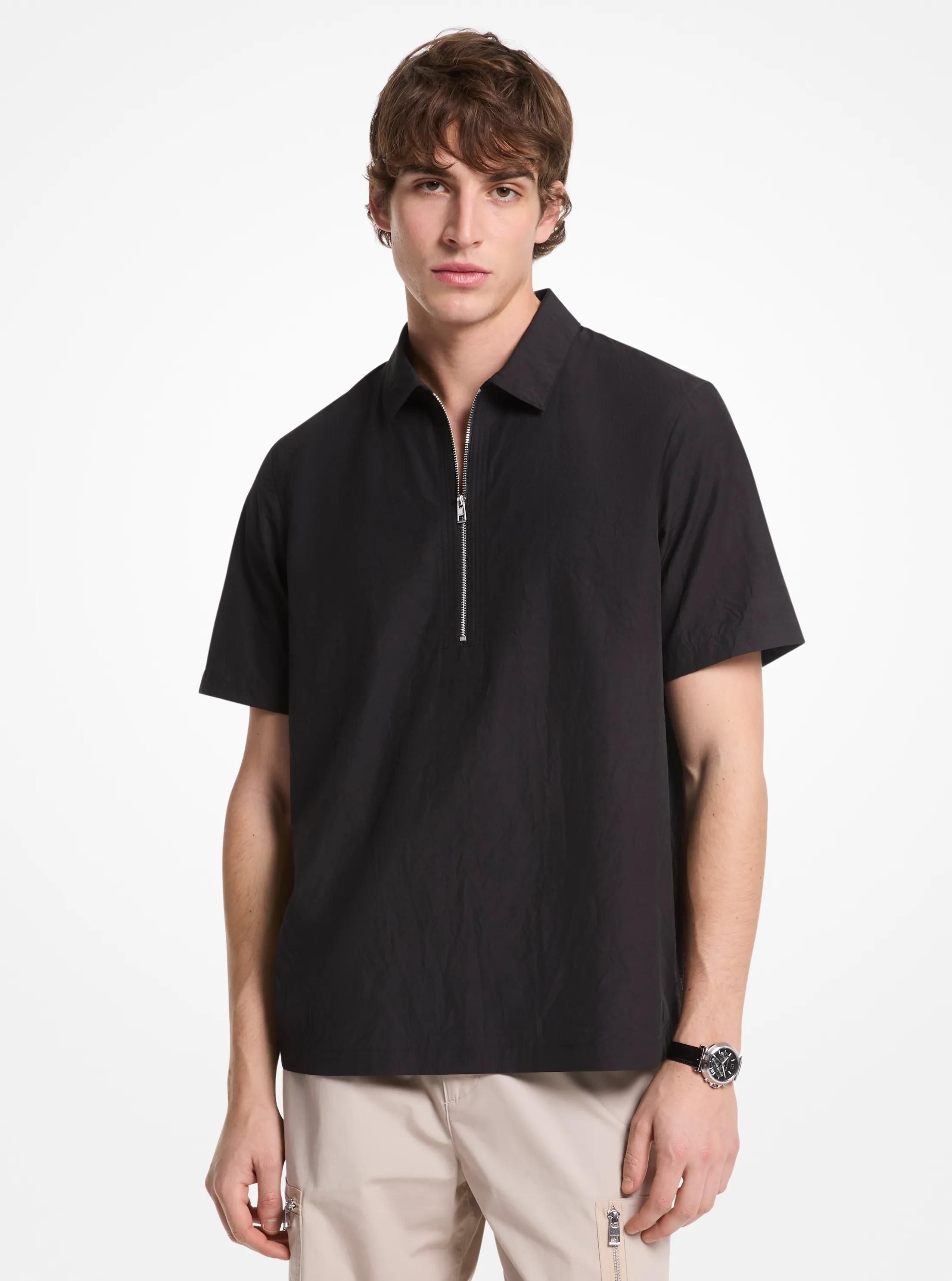 MK Chemise à demi-zip en mélange de coton effet froissé - Michael Kors - Michael Kors Mens - Modalova