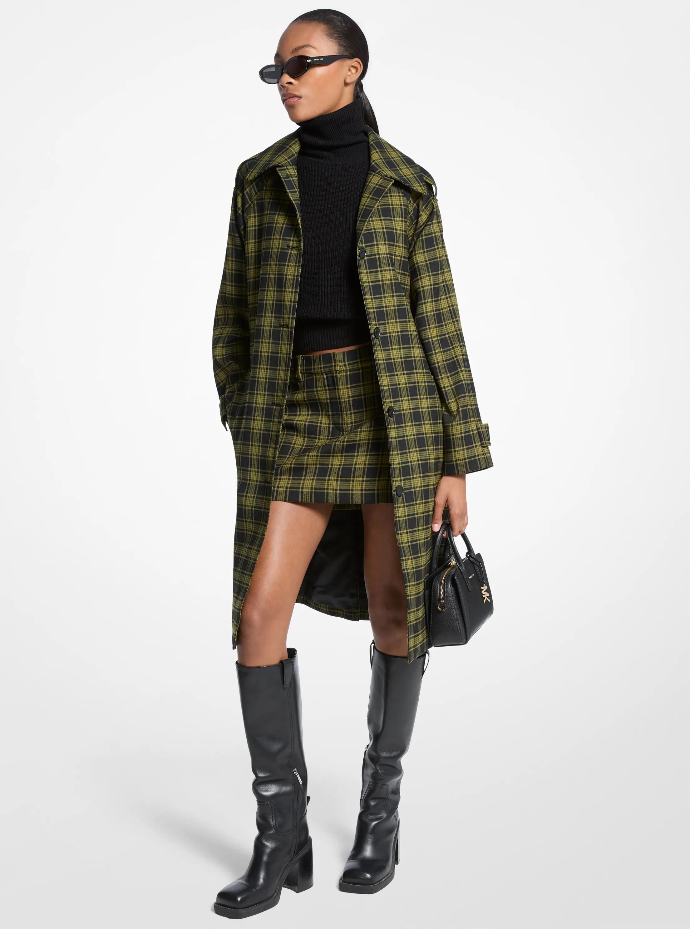 MK Manteau balmacaan ceinturé en laine extensible à carreaux - Michael Kors - MICHAEL Michael Kors - Modalova