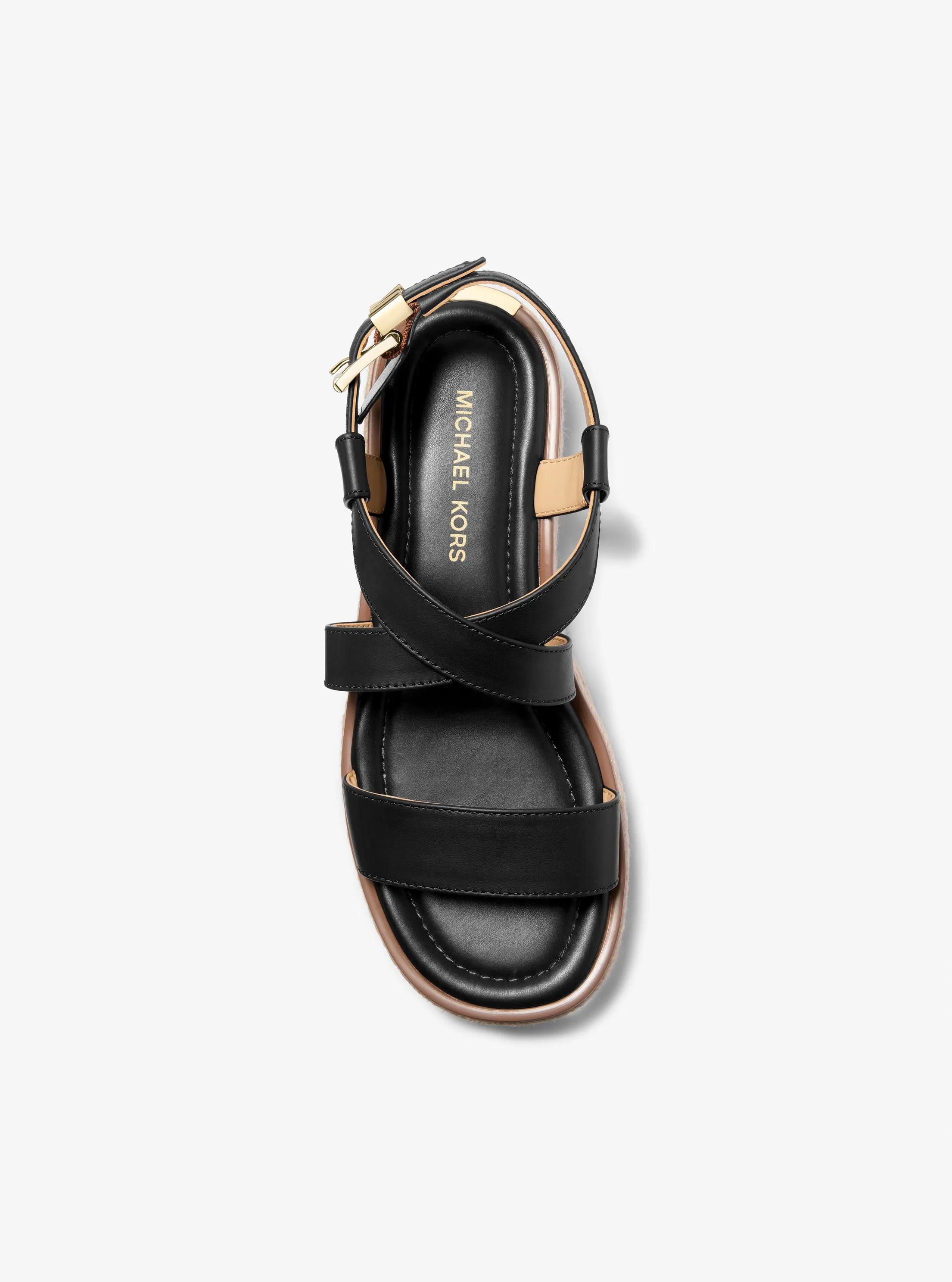 MK Sandale espadrille Lynn en cuir à semelle compensée - Michael Kors - MICHAEL Michael Kors - Modalova