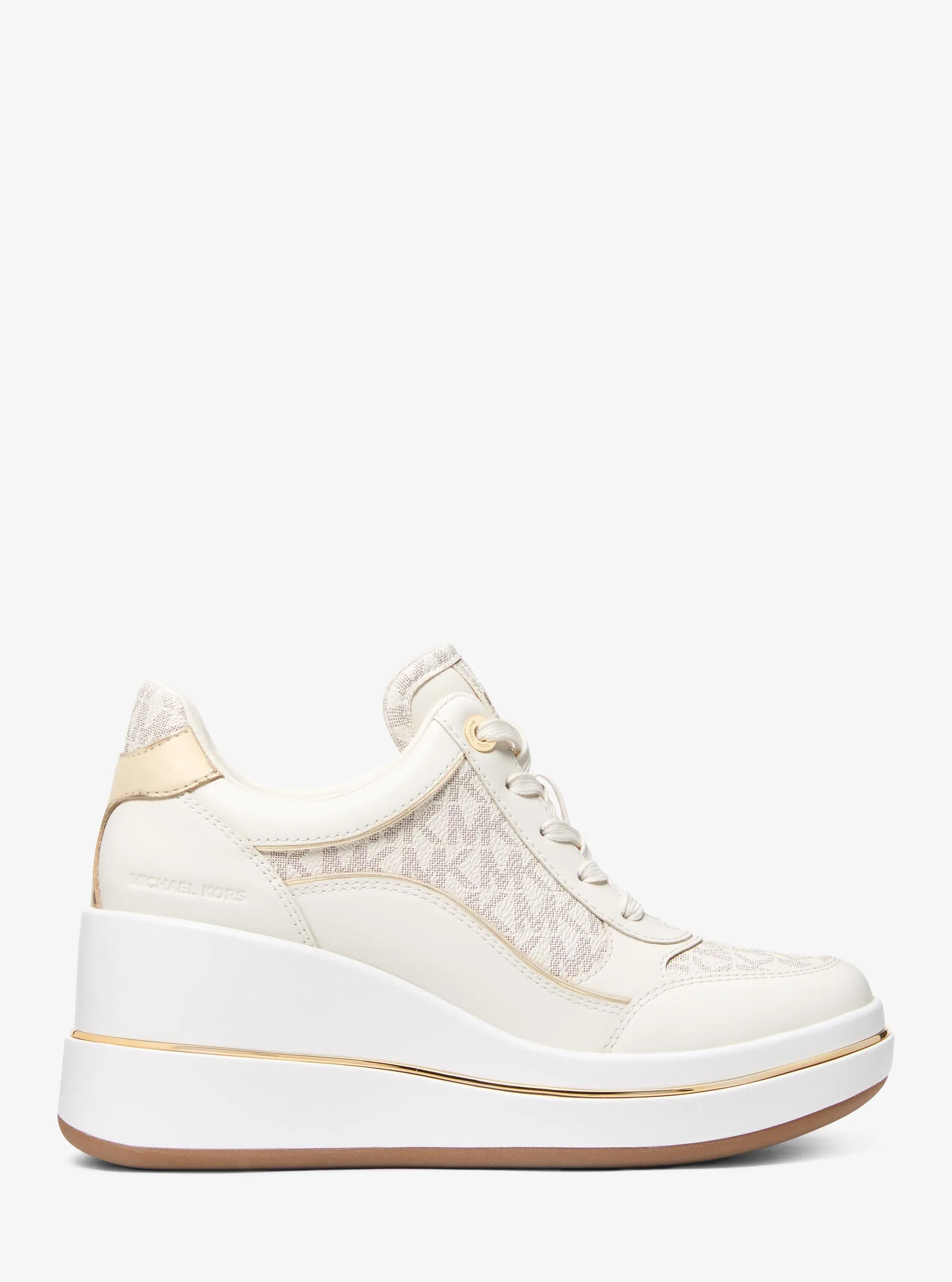 MK Basket Emmy en cuir à logo Signature et à semelle compensée - Michael Kors - MICHAEL Michael Kors - Modalova