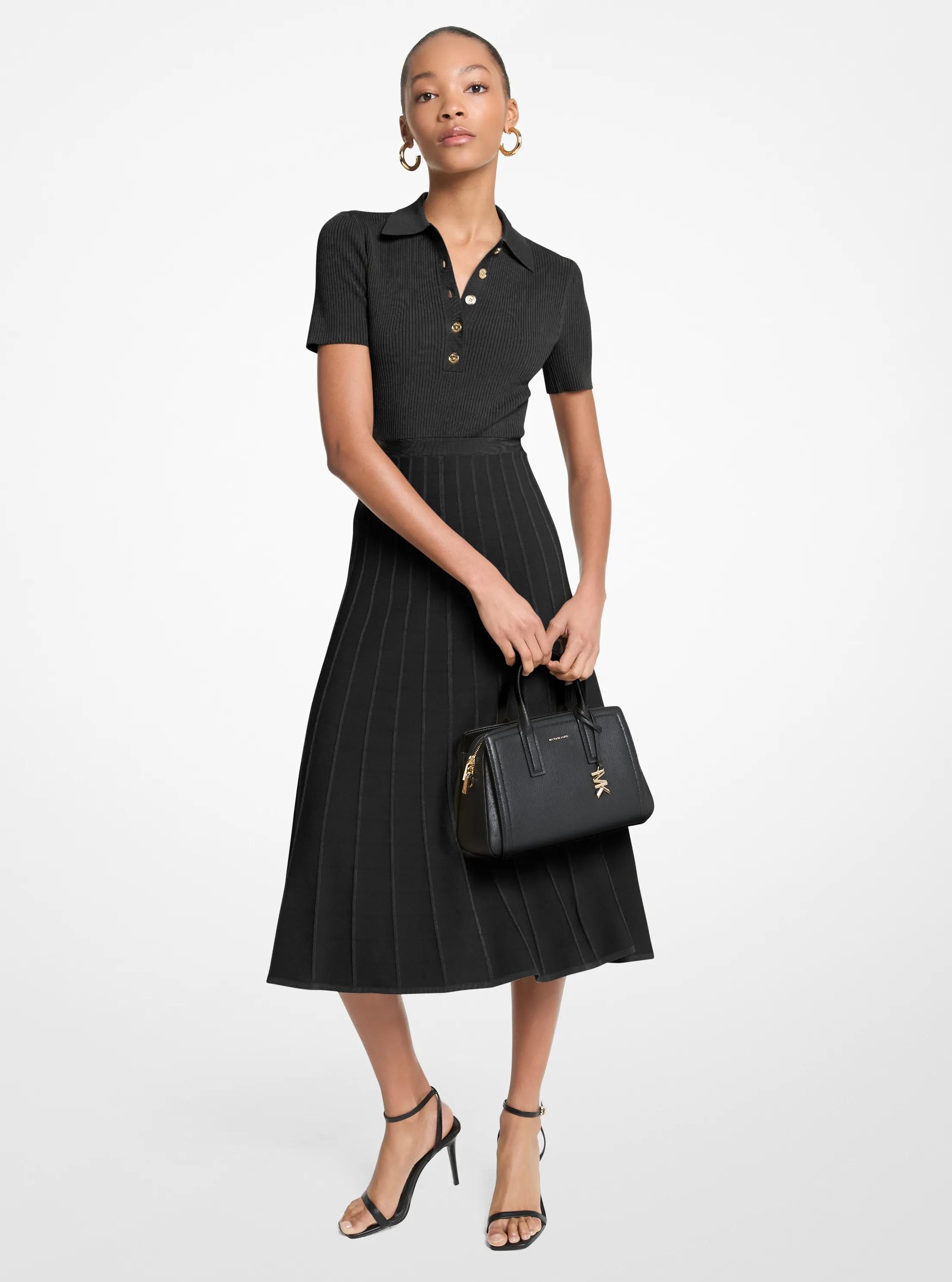 MK Robe polo mi-longue en tricot côtelé extensible - Michael Kors - MICHAEL Michael Kors - Modalova