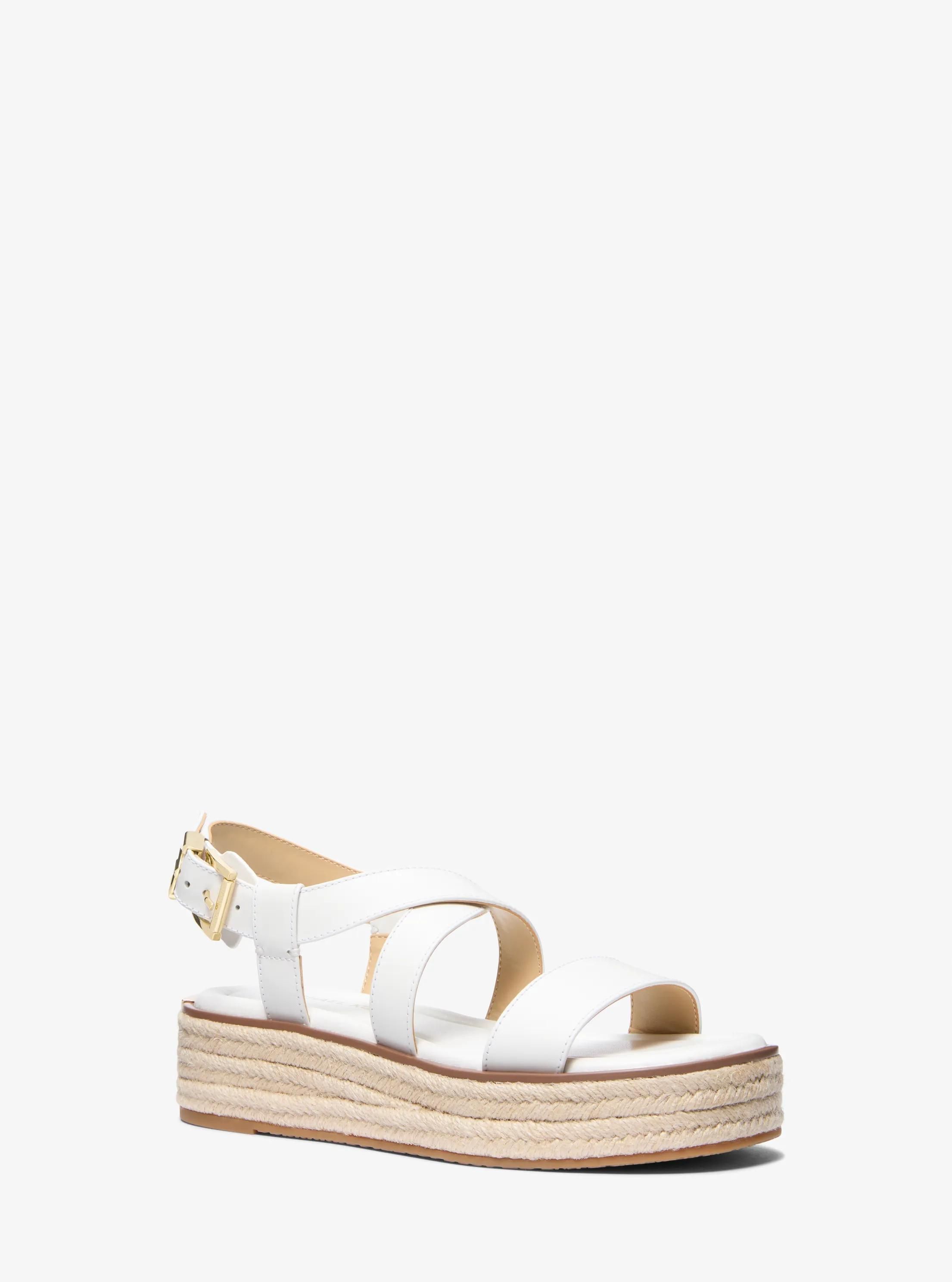 MK Sandale espadrille Lynn en cuir à semelle compensée - Michael Kors - MICHAEL Michael Kors - Modalova