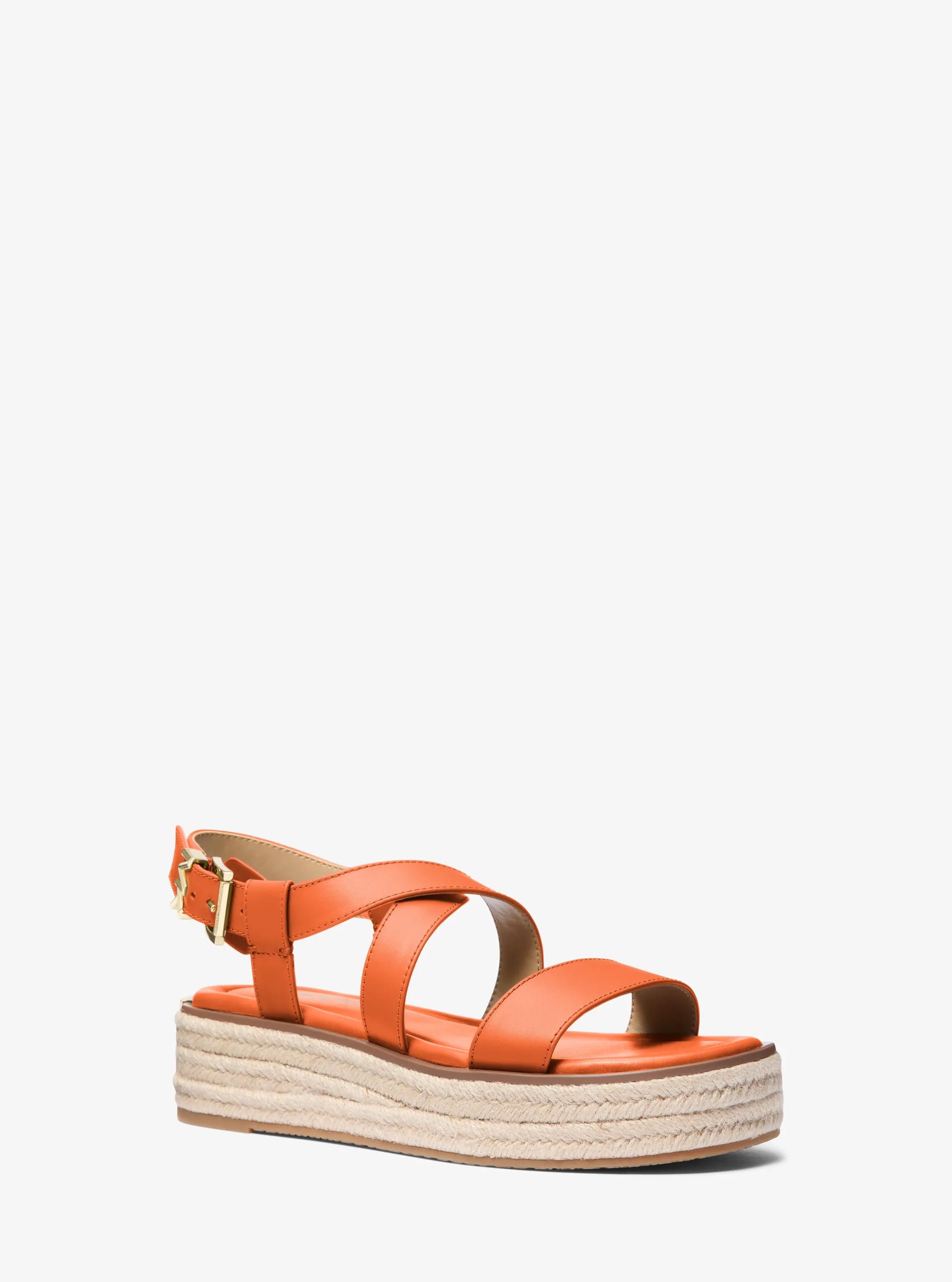 MK Sandale espadrille Lynn en cuir à semelle compensée - Michael Kors - MICHAEL Michael Kors - Modalova