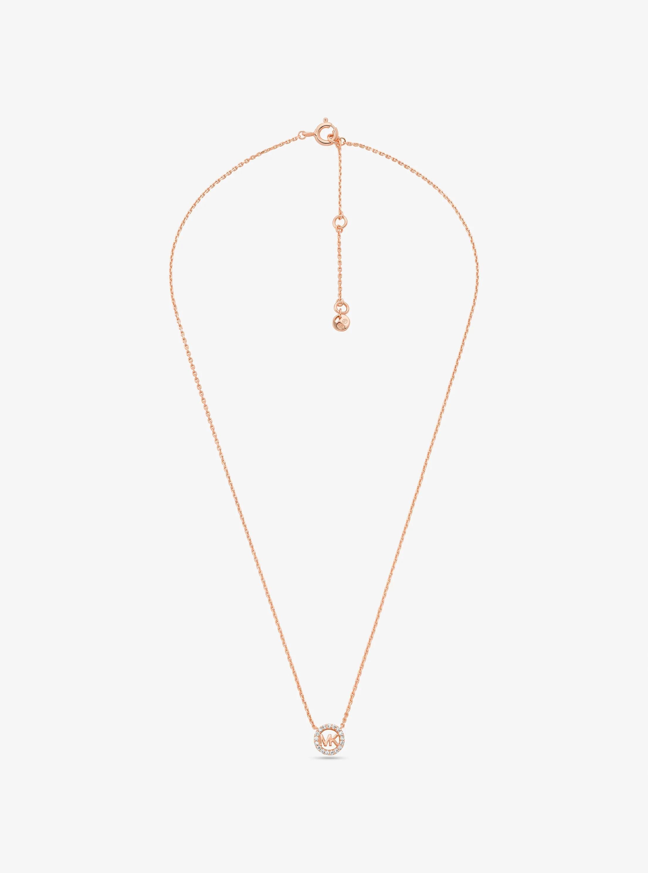 MK Collier Fulton en argent sterling plaqué en métal précieux avec pierres pavées et breloque à logo - Michael Kors - Modalova