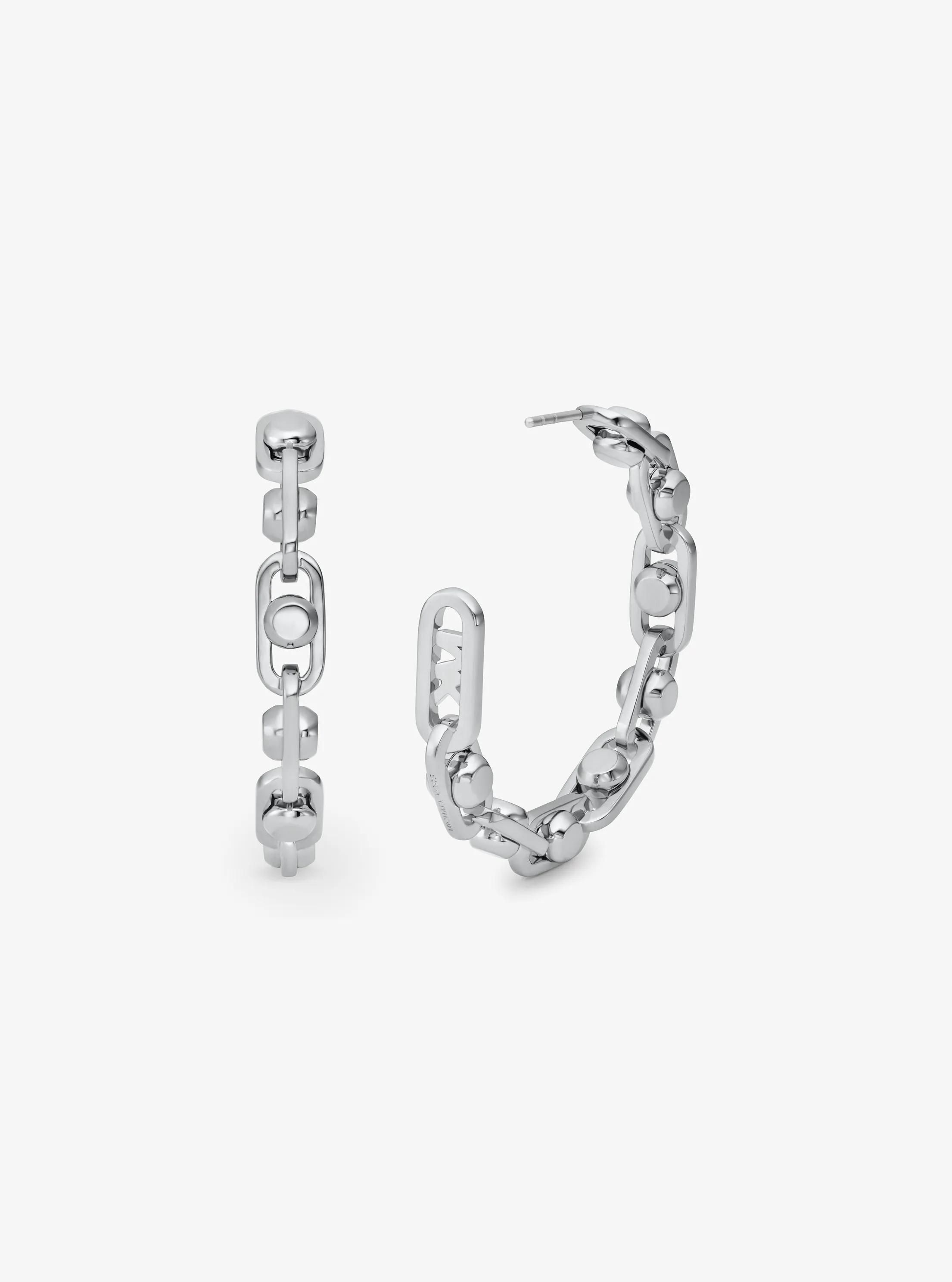 MK Boucles d'oreilles créoles à maillons Astor de taille moyenne en laiton plaqué en métal précieux - Michael Kors - Modalova